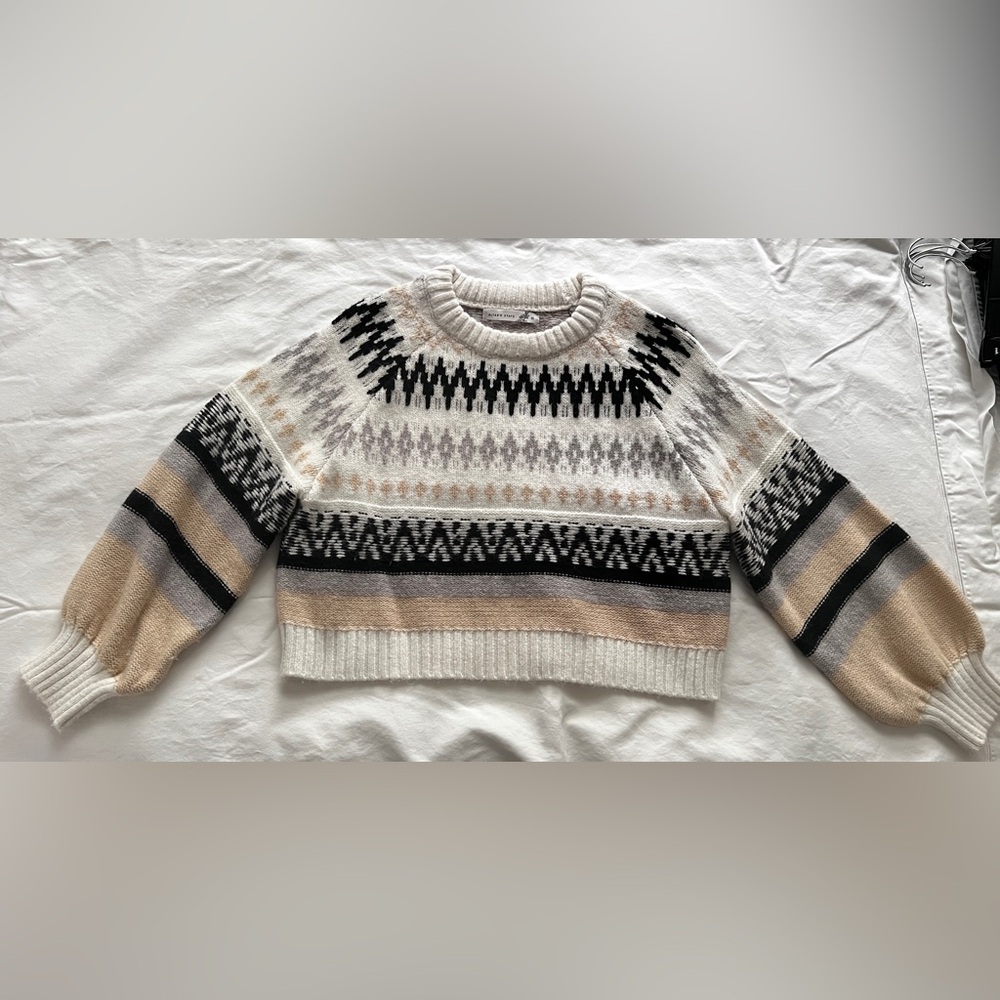 Altar'd State Hayden Cropped Sweater - Black, White, Tan